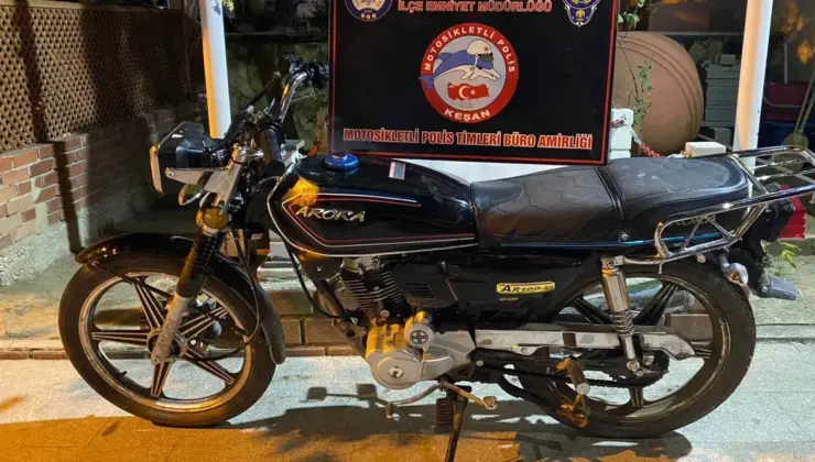 Keşan’da çalıntı motosiklet yakalandı